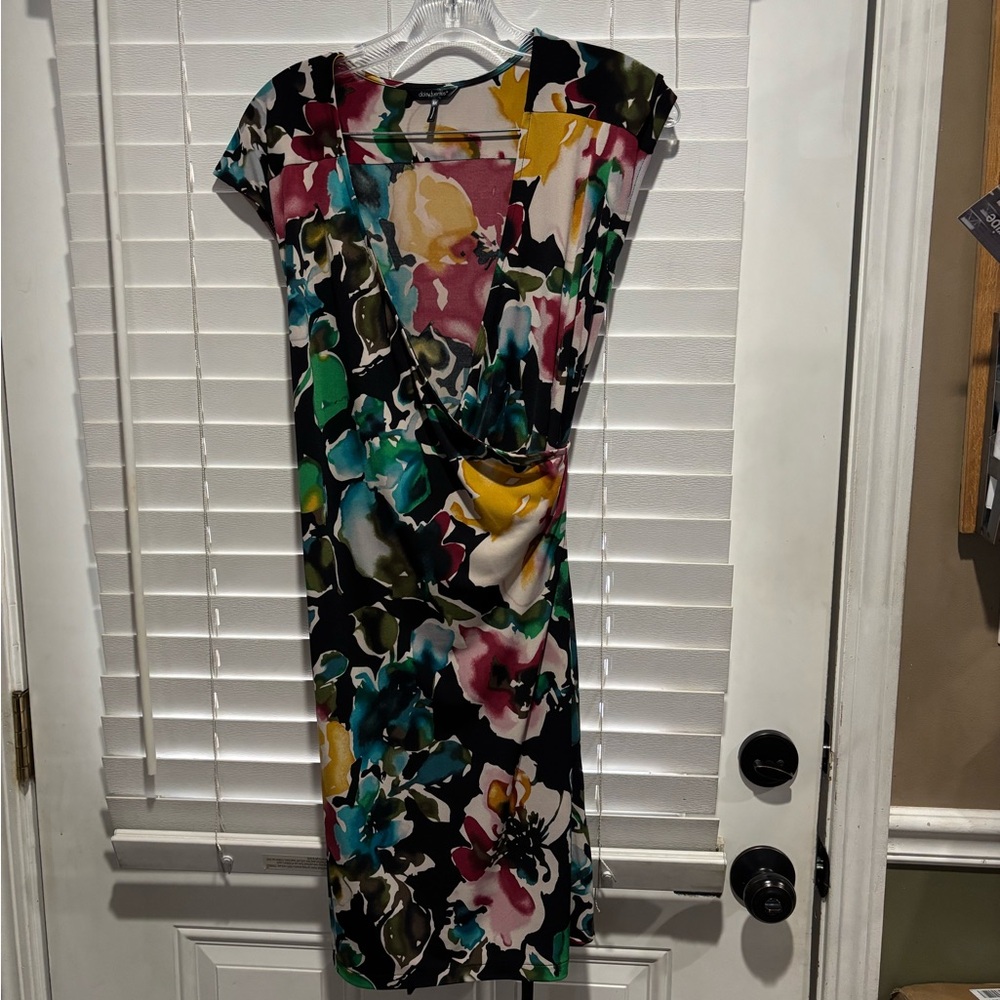 Daisy Fuentes Asymmetrical Dress with Bold Floral Design - Picture 1 of 6